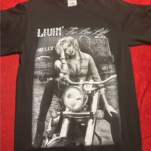 Marilyn Monroe Livin' The Low Life Double Sided Graphic Tee - Black size M/New